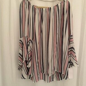 NWT Striped Off-Shoulder Blouse 3X